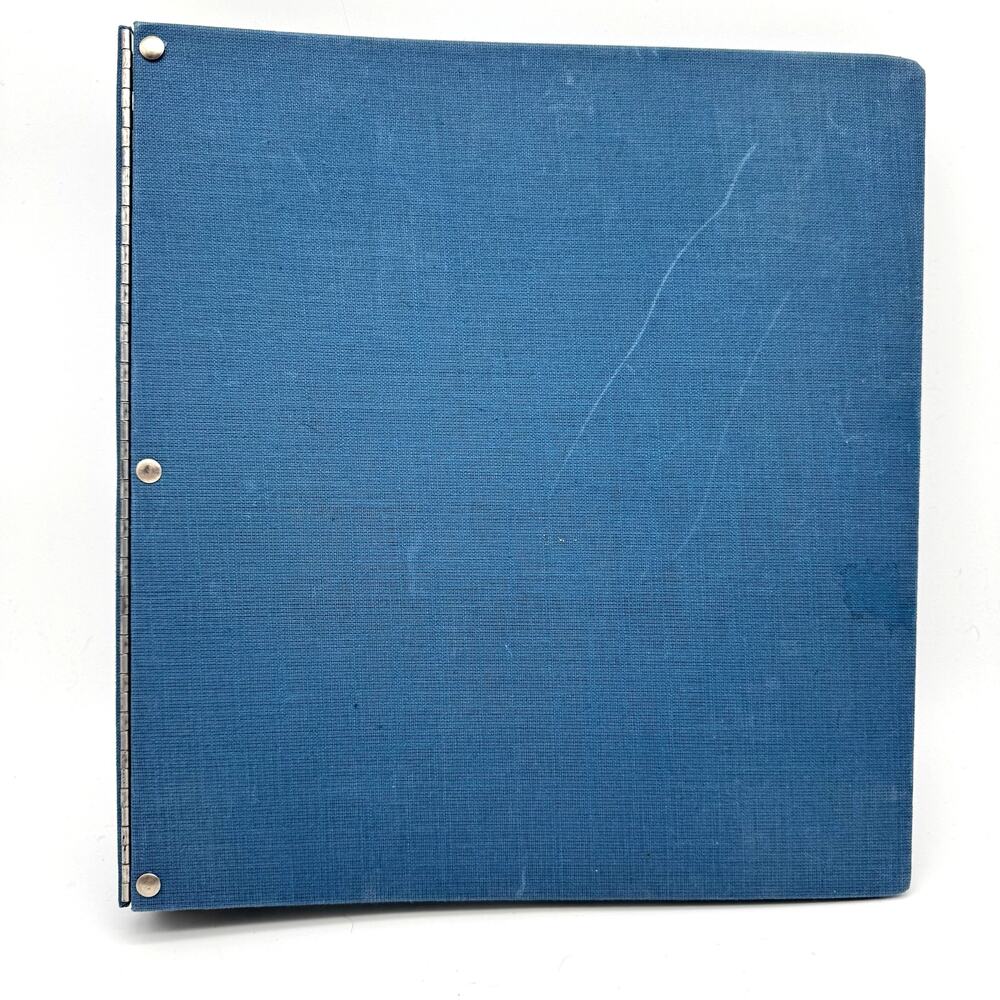 Vintage Feldco 3 Ring Binder Blue Cloth Metal Hinged Mid Century USA 8611